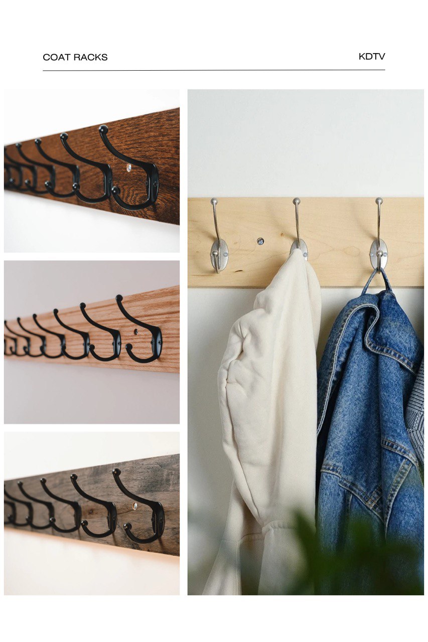 Wall Coat Racks – Solid Oak Hook Rails & Entryway Organizers