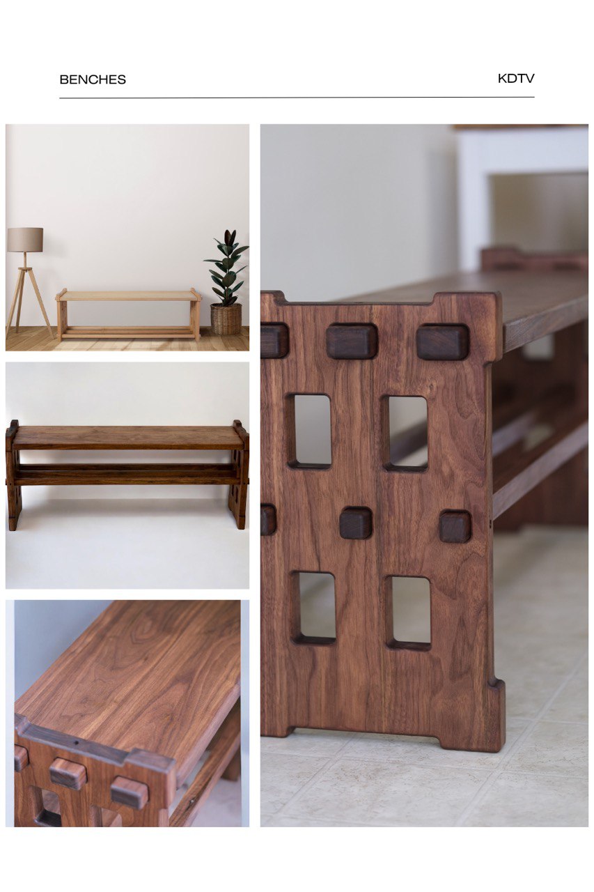 Entryway Benches – Oak & Walnut Seating with Storage