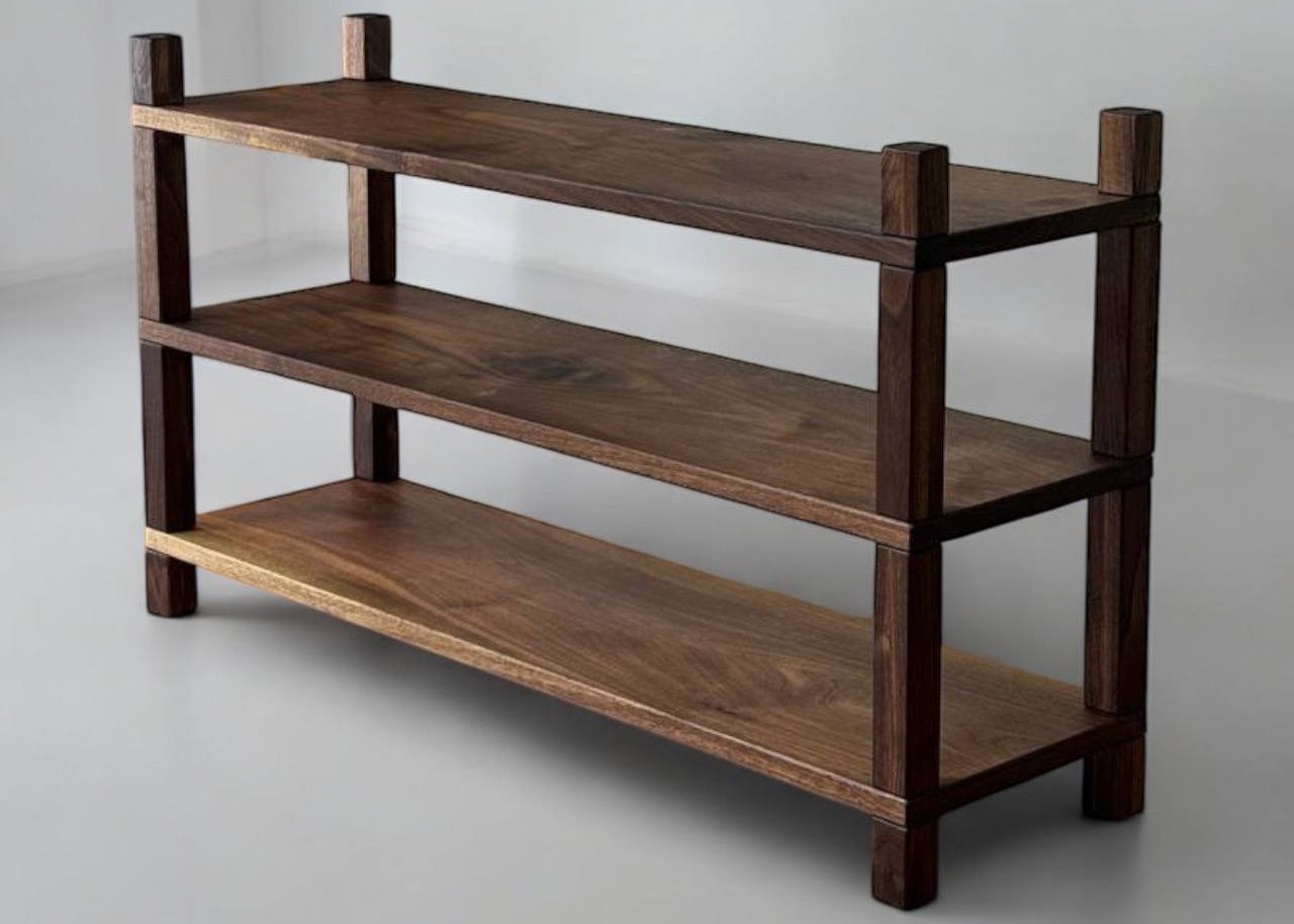 Solid wood slab shoe rack