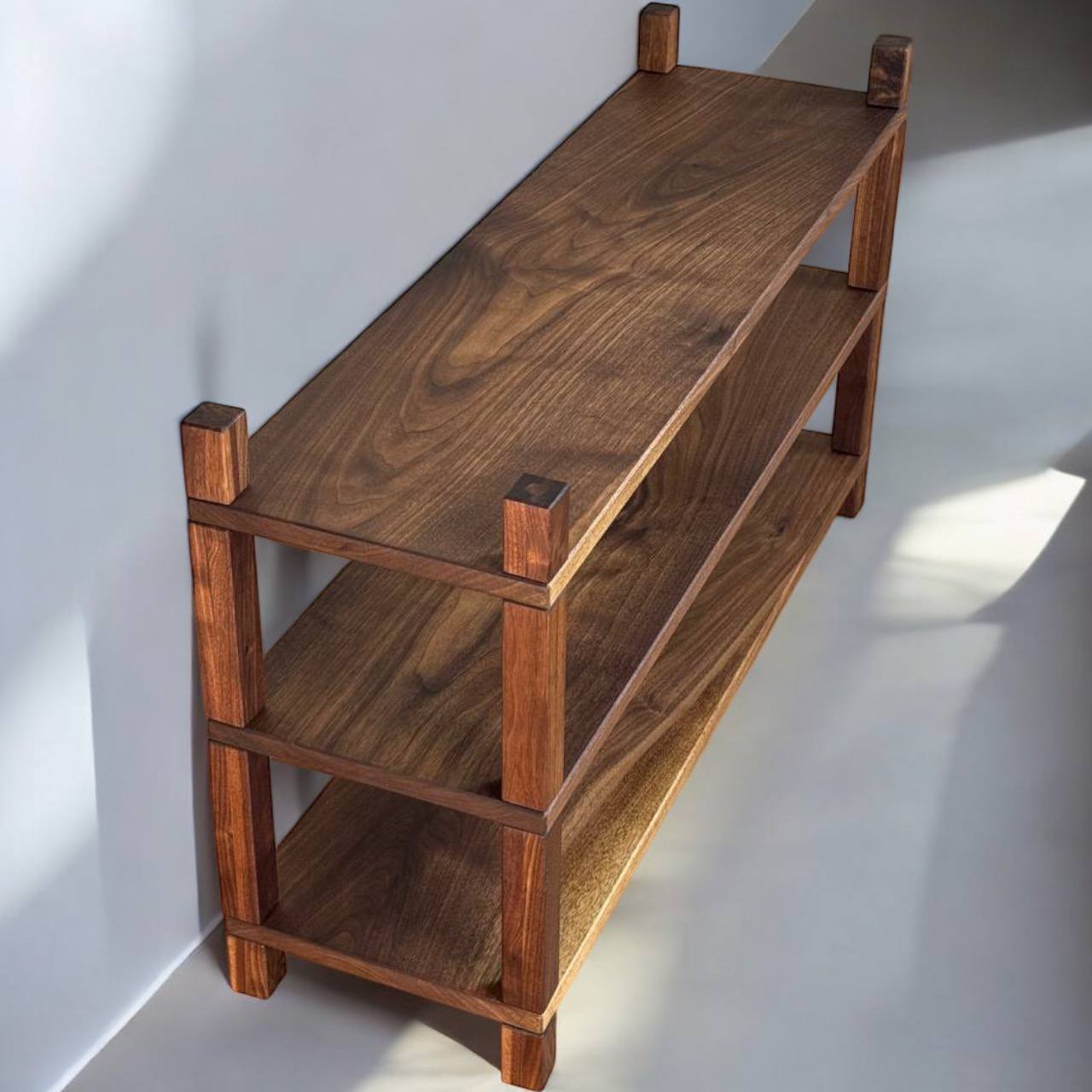 Solid wood slab shoe rack