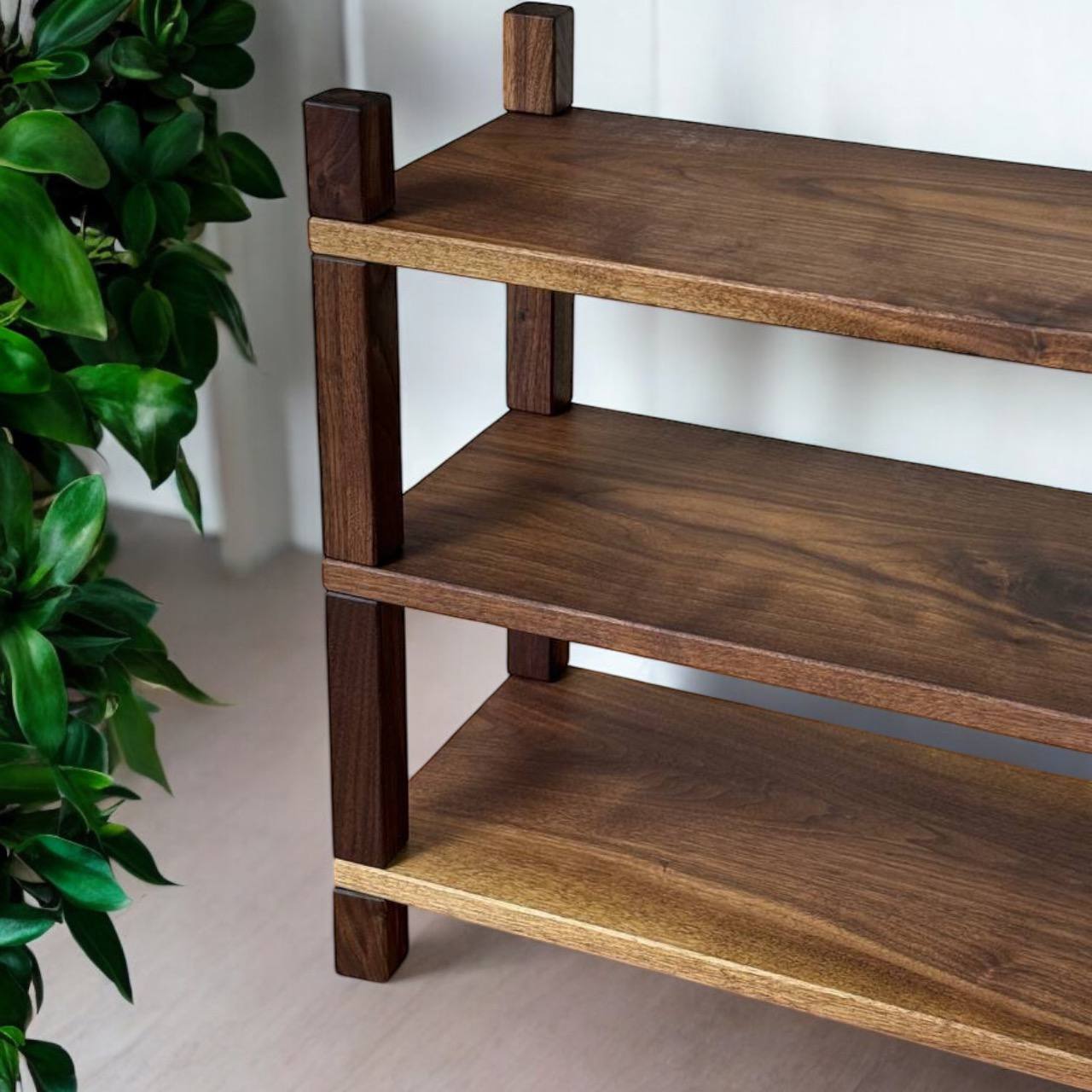 Solid wood slab shoe rack