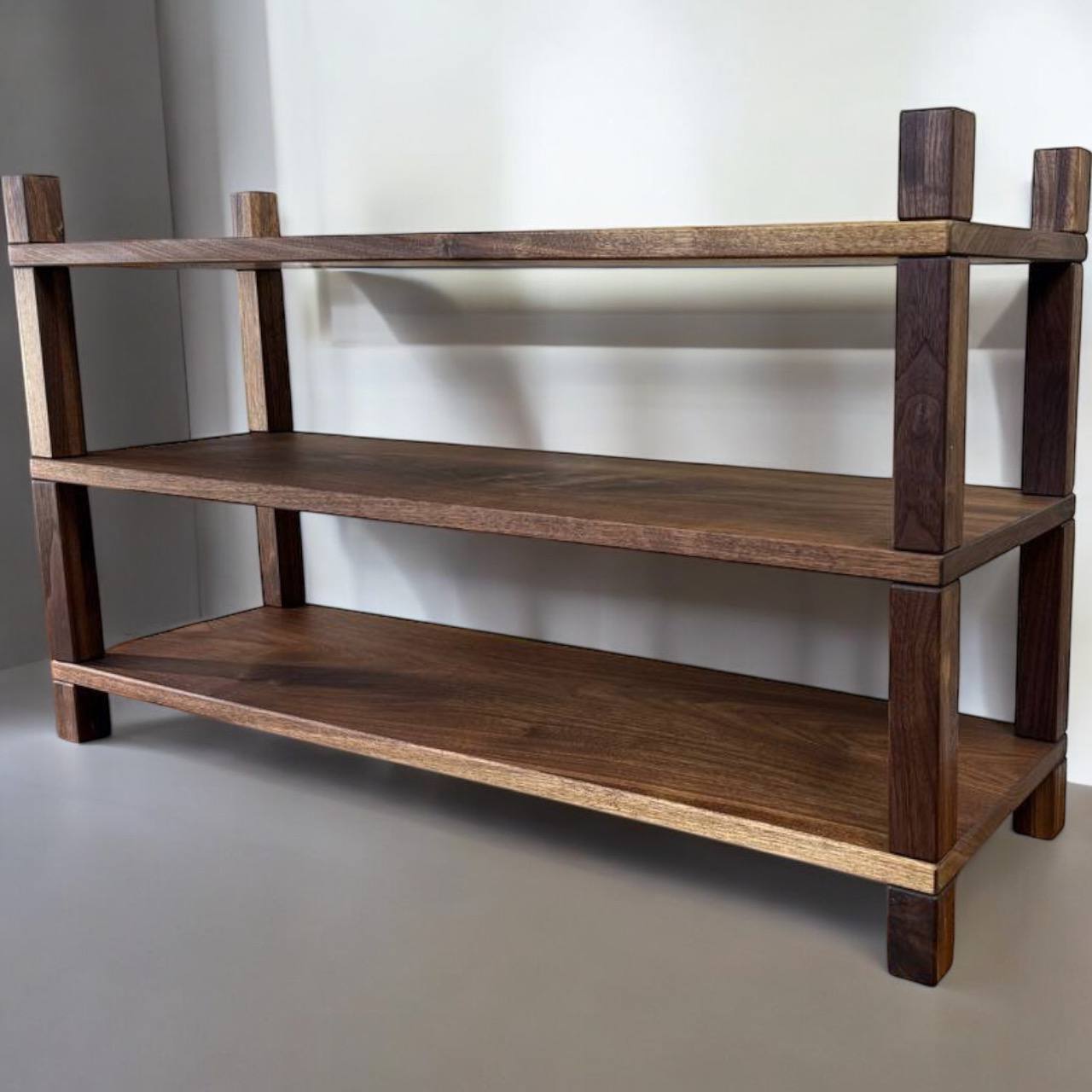 Solid wood slab shoe rack