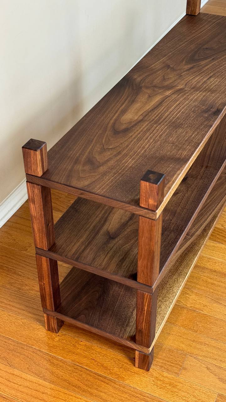 Solid wood slab shoe rack