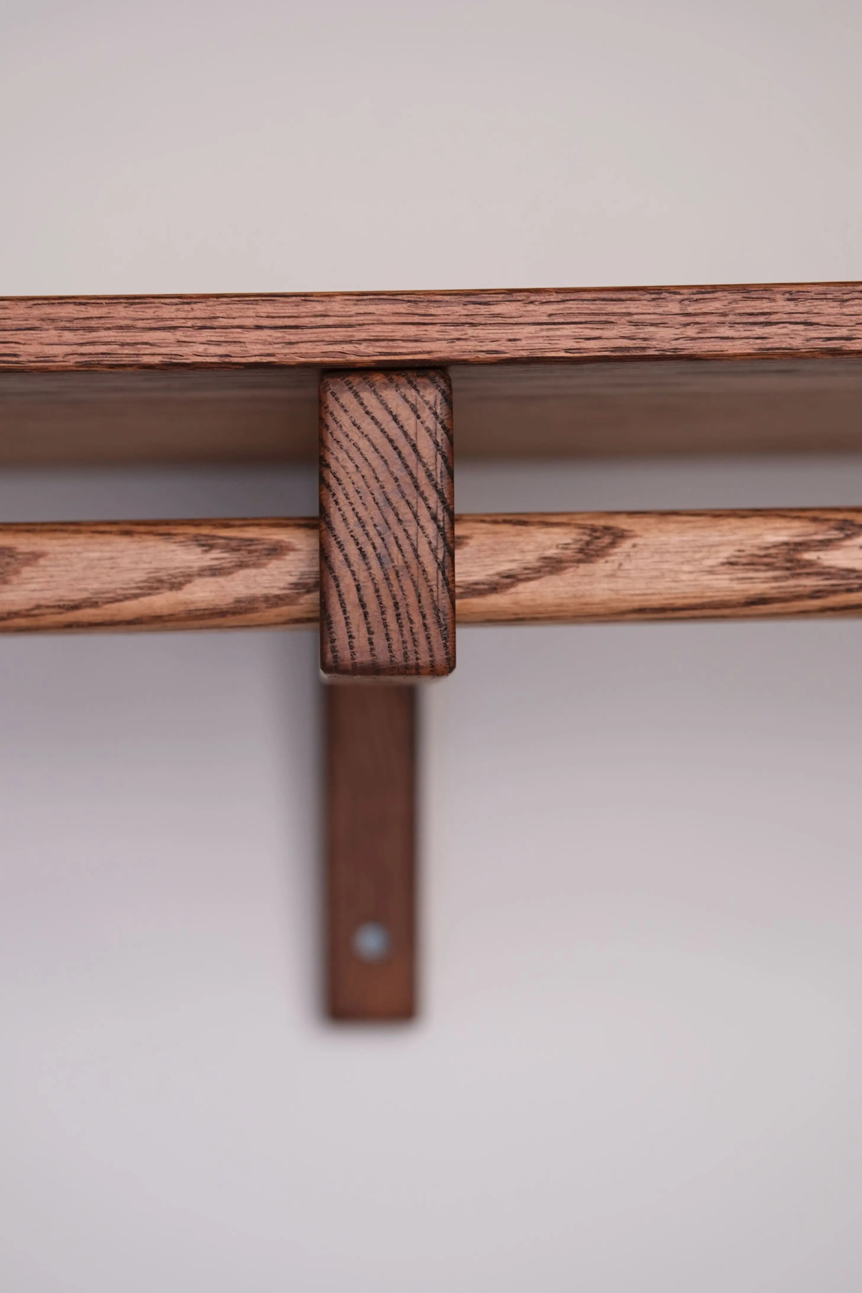Brown-stained oak shelf – ideal for folded clothes, shoes, and accessories