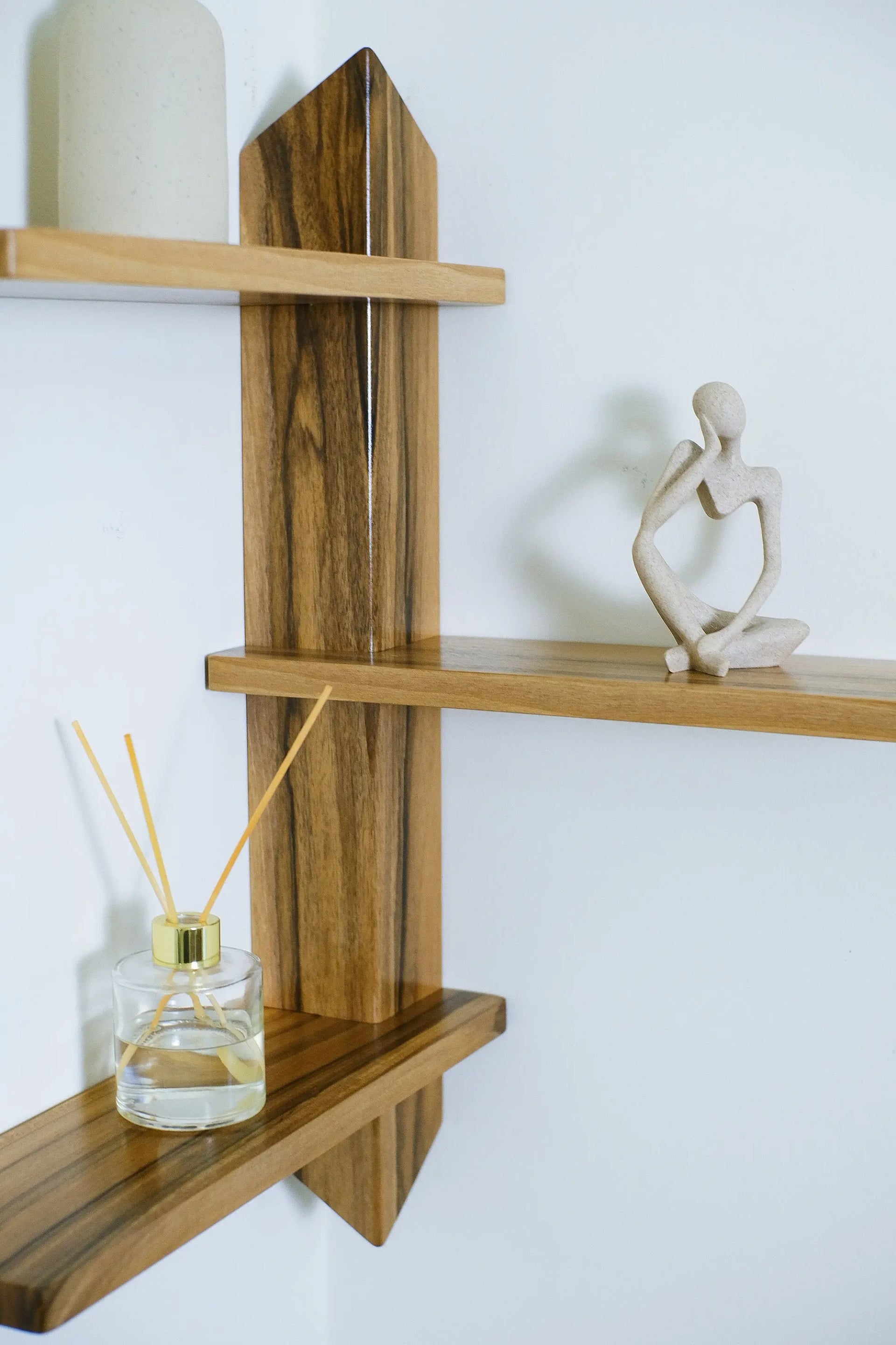 Solid wood corner shelf – handcrafted and designed for efficient use of space