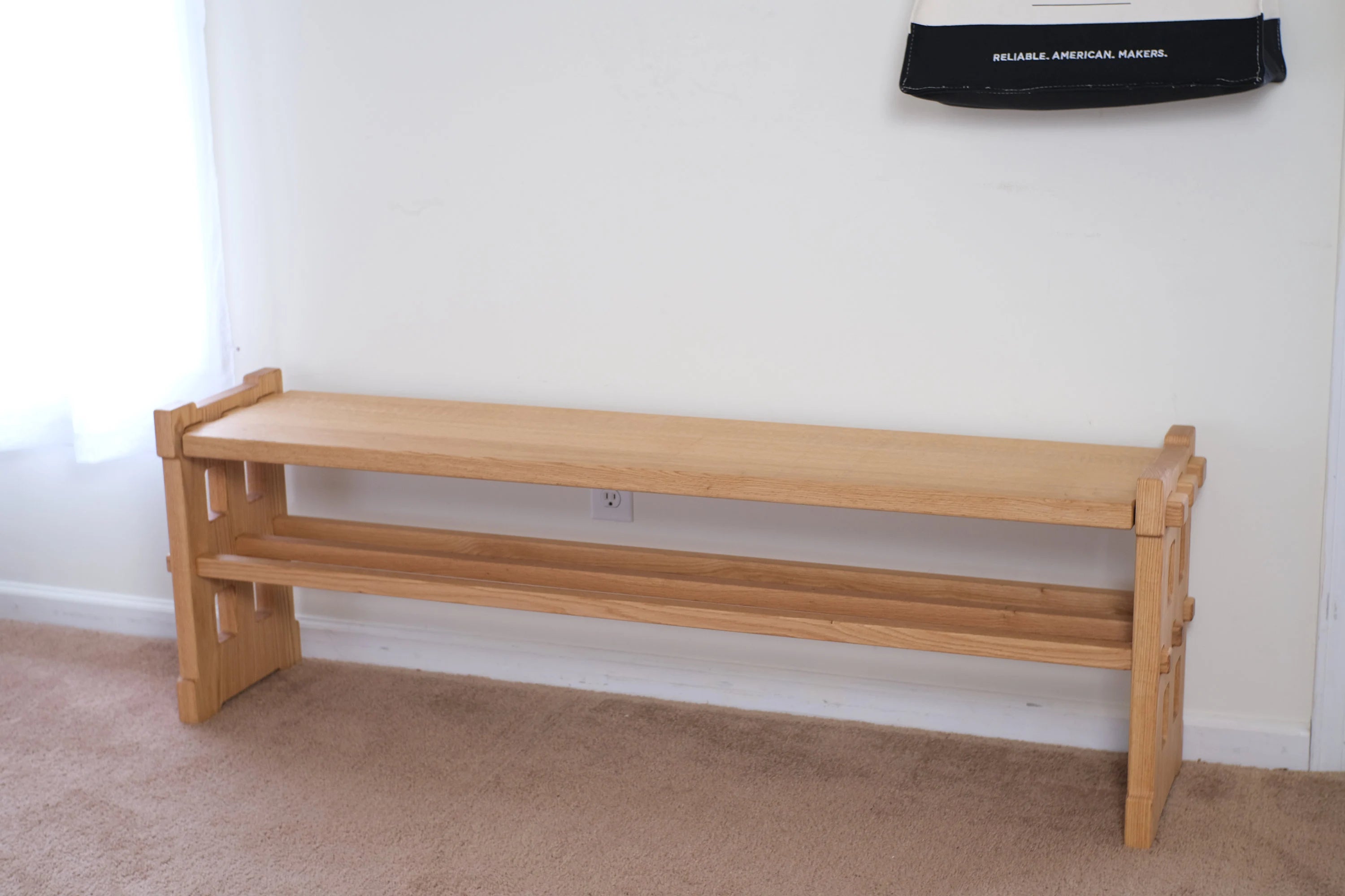Natural oak wood bench