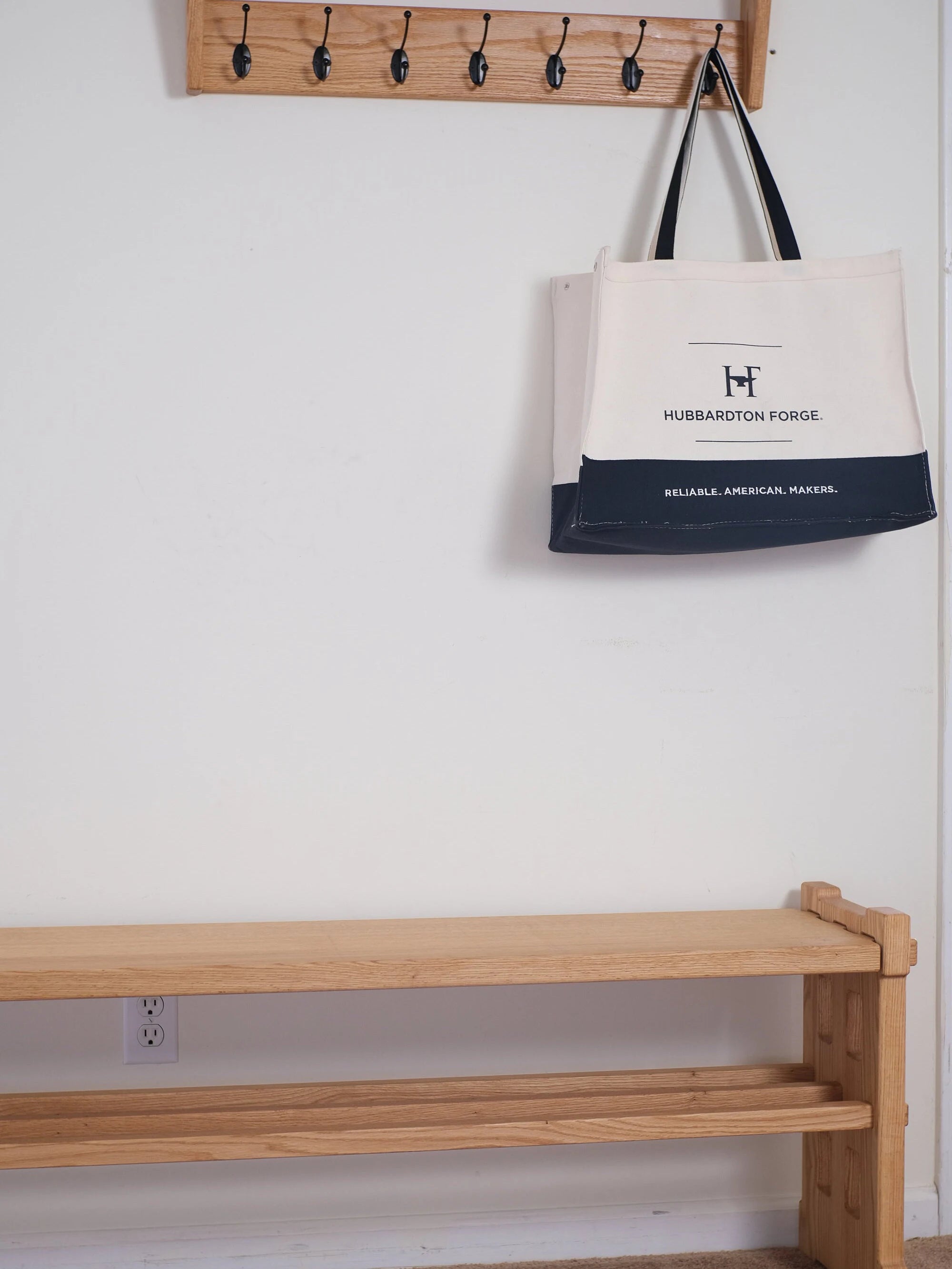 Natural oak wood bench