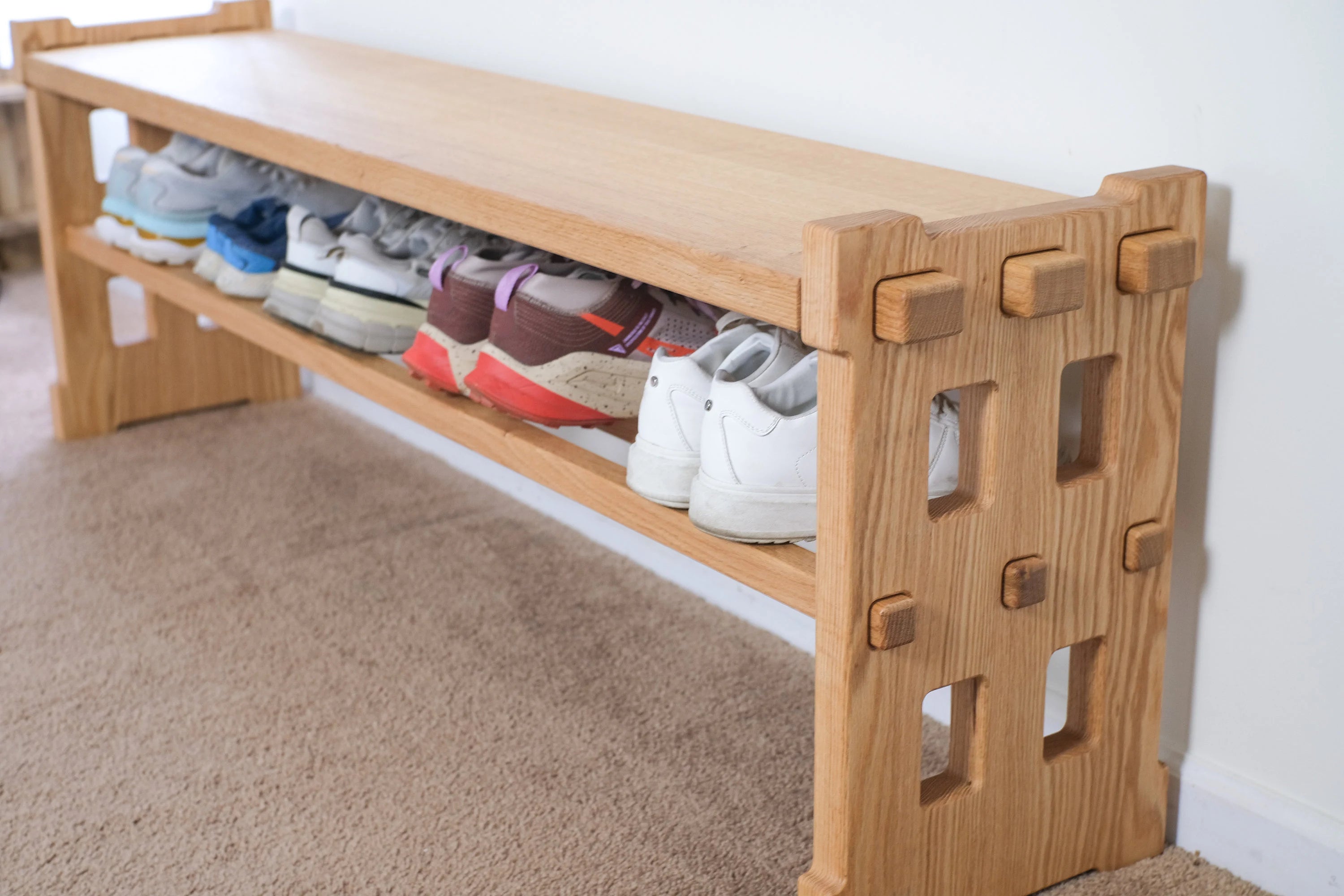 Natural oak wood bench