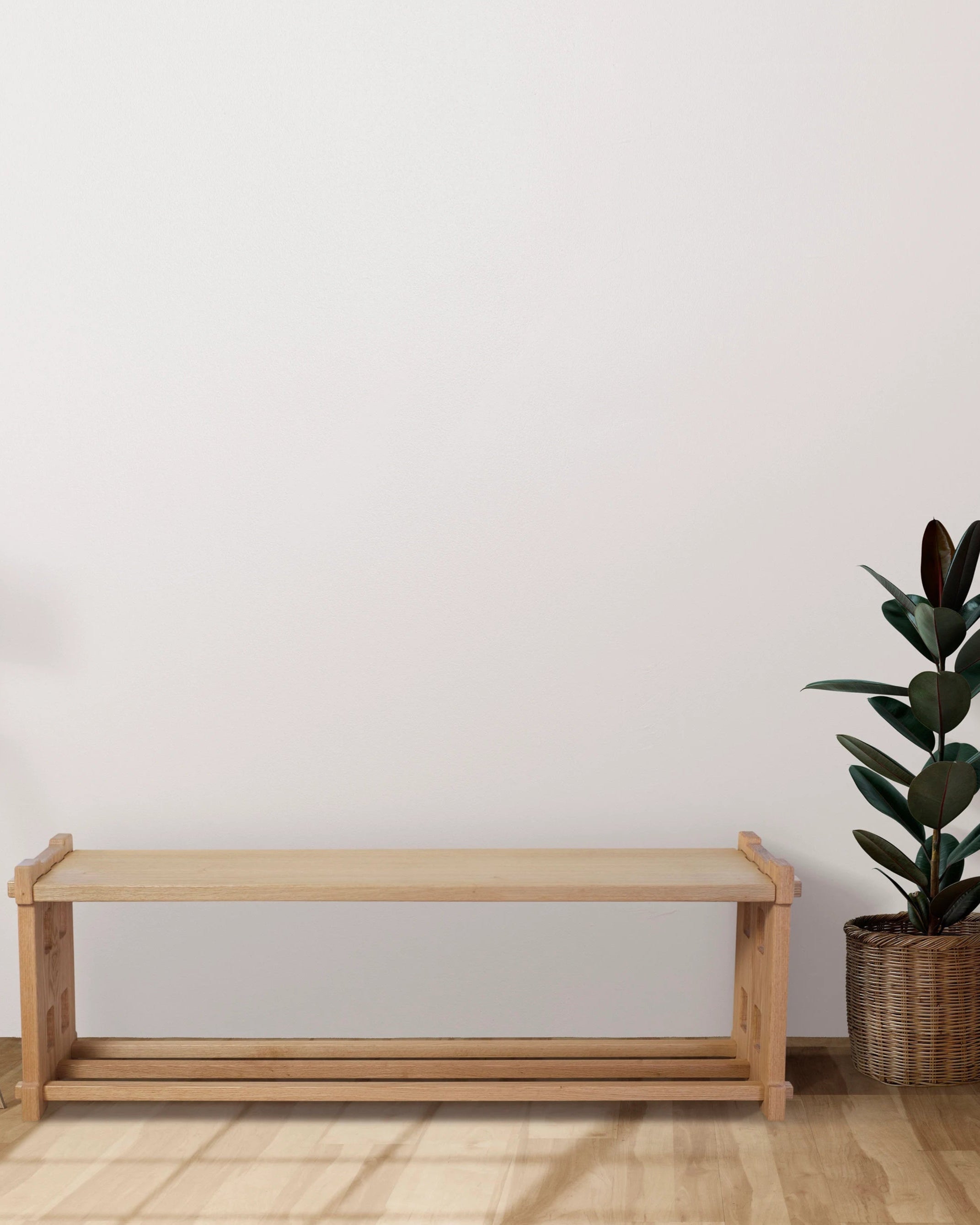 Natural oak wood bench