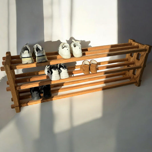 Oak wood shoe rack